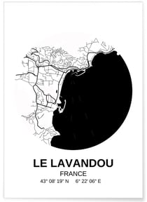 Affiche Carte Le Lavandou | A3 : 29,7x42cm