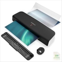 Plastifieuse A3 - Avec 200 pochettes de plastification, Arrondisseur de coins, Coupe-papier, Moins 75% d'énergie- ACROPAQ