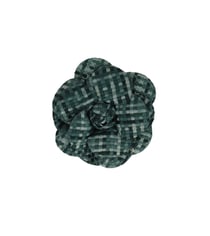 Broche fleur carreaux 7,5cm vert saule