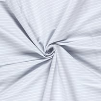 Tissu Bengaline de Viscose Lin Estelle fines rayures Blanc sur fond Bleu clair