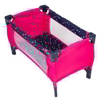 Lit parapluie pliable love rose pour poupee - lit de voyage poupon - accessoire mobilier