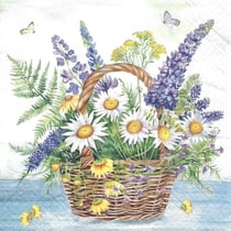 4 serviettes en papier découpage collage 33 cm PANIER DE FLEURS FLSS 105