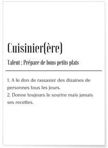 Affiche Définition Cuisinier | A3 : 29,7x42cm