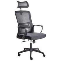 Chaise de Bureau Noire en Maille Base Pivotante Appui-tête Réglable en Hauteur Siège Bureau à Domicile