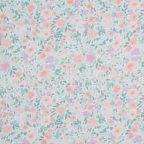 Tissu Double gaze fleurs Florapastel sur fond Blanc - Au mètre