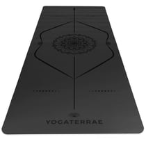 Tapis de Yoga Noir Antidérapant PU-Caoutchouc naturel Éco-Responsable MANDALA Premium 183x68x0,4cm