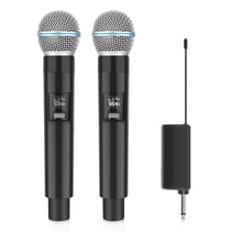 Microphone Sans Fil 1 To 2 Avec Écran LED Et Transmetteur 6.35mm Noir YONIS