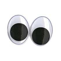 Yeux mobiles en plastique à coller, ø 15 mm, 10 pces, ovale, noir / blanc