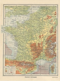 Puzzle 2000 pièces - Carte de la France Physique - Larousse, 1925 - Grafika