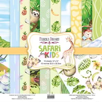 10 papiers scrapbooking 30 x 30 cm FABRIKA DECORU SAFARI FOR KIDS