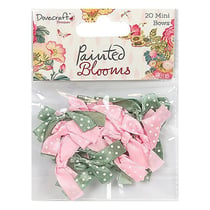 20 mini noeux en tissu pour scrapbooking et couture Rose et kaki à pois blancs 023