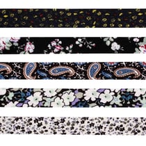 MégaCréa DIY - Biais coton 1 cm x 1 m Fleurs noir blanc 5 pièces