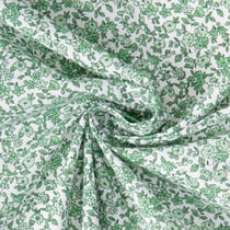 Tissu Coton imprimé Arty Léonie Vert sur fond Blanc