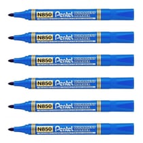 Lot de 6 marqueurs permanents - PENTEL - Pointe conique - Bleu