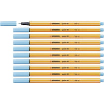 Lot de 10 stylos-feutres pointe fine 0,4 mm STABILO POINT 88 bleu azur