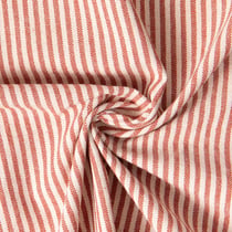 Tissu Coton d'ameublement Simone rayé Terracota sur fond Naturel