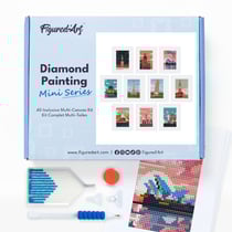 Figured’Art Mini Série Diamond Painting - Coffret Premium 10 toiles de 15x18cm Villes du Monde - Broderie Diamant avec Strass Carrés - Kit Complet