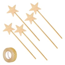 5 baguettes magiques bois 23 cm + masking tape doré à paillettes 5 m