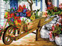Canevas Pénélope Antique Brouette de fleurs 40X50cm