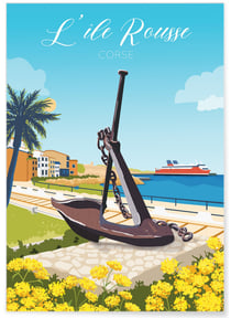 Affiche ville L'île Rousse | A3 : 29,7x42cm