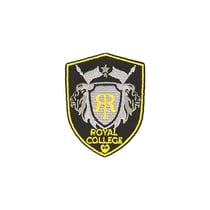 Lot de 3 écussons thermocollants royal college noir/jaune 4,6cm x 6cm