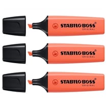 Lot de 3 surligneurs - STABILO - BOSS ORIGINAL Pastel - Corail pastel - Pointe biseautée 2 - 5 mm