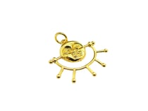 1 Pendentif soleil avec visage 20*22mm laiton doré 18K