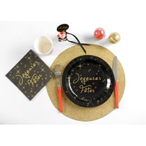 10 Assiettes Joyeuses Fêtes Noir et Or