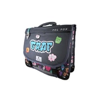 Cartable 38 cm Bagtrotter – Gris – POL FOX STREET ART – 2 compartiments