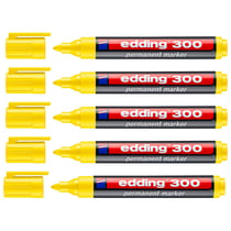 Lot de 5 marqueurs permanents pointe moyenne 1,5-3 mm - EDDING 300 - Jaune
