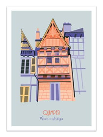 Affiche 50 x 70 cm -  Quimper - Maison à Colombage - Artmoric