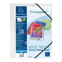 Chemise à élastiques 3 rabats polypropylène translucide Krea Cover - A4 - Incolore - x 25 - Exacompta