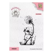 Tampon transparent scrapbooking Nellie's choice SOURIS FLEUR 029