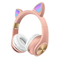 Casque Audio Sans Fil Oreilles De Chat Avec Lumière Effets Colorés Gaming Rose Rose YONIS