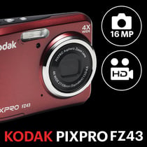KODAK Pixpro - FZ43 - Appareil Photo Numérique Compact 16.44 Mégapixels - Rouge
