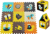 Moby-System Tapis d'eveil Tapis de Puzzle en Mousse EVA pour Bébé 90x90x1cm - Tapis de Jeu sans Odeur sans Polluants - Multicolores Motifs Animaux