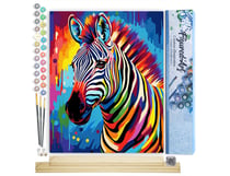 Peinture par Numéro Figured'Art - Zèbre Coloré Abstrait - Kit de Loisir Créatif DIY Numéro d'Art Complet - 40x50cm toile roulée + châssis en bois à monter