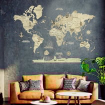 Carte du Monde en Bois 2D CREATIFWOOD Claire L (150 x 105 cm) - Décoration Murale