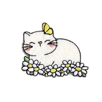 Lot de 3 écussons  chat mignon beige 4,5cm x 3,5cm