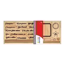 SET 20 TAMPONS BOIS ECOLE