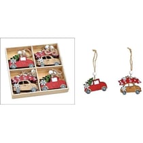 8 Suspensions Voiture de Noël - Bois