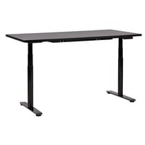 Bureau Électrique Réglable Plateau et Structure Acier Noir 160 x 72 cm Hauteur Ajustable Assis-Debout Pieds Ronds Design Moderne