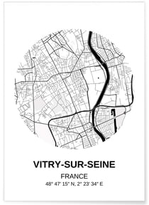 Affiche Carte Vitry-sur-Seine | A3 : 29,7x42cm