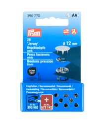 Boutons pression Jersey Prym – Ø 12 mm – 11 couleurs éclatantes pour tissus fins et extensibles Blanc vendu par 50 cm