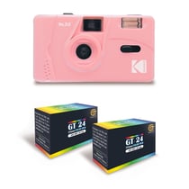 KODAK M35 - Appareil Photo Rechargeable 35mm, Objectif Grand Angle Fixe, Viseur Optique, Flash Intégré - Rose + 2 Pellicules GT24 Couleur compatible 24 Expositions