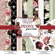 10 papiers scrapbooking 20 x 20 cm FABRIKA DECORU PEONY PASSION