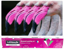 Diamond Painting Broderie Diamant LUMINLIFE 65x38cm, 5D, diamants ronds - Flamants roses