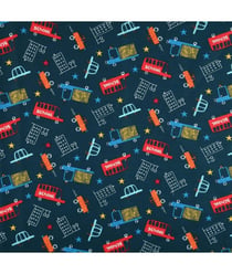 Tissu enfant coton bus de 150 cm de largeur Bleu vendu par 50 cm