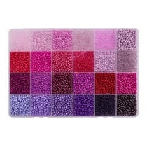Boite de perles en verre de rocaille assorties 24 couleurs différentes 3 mm Tons ROSE VIOLET ROUGE 05