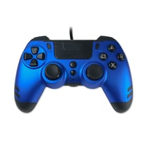 Steelplay Slimpack - Manette filaire (câble de 3m), Compatible PS4/PS3/PC, Double Retour de Vibration, 4 palettes arrière programmables, Ergonomique et Confortable - Bleu Saphir